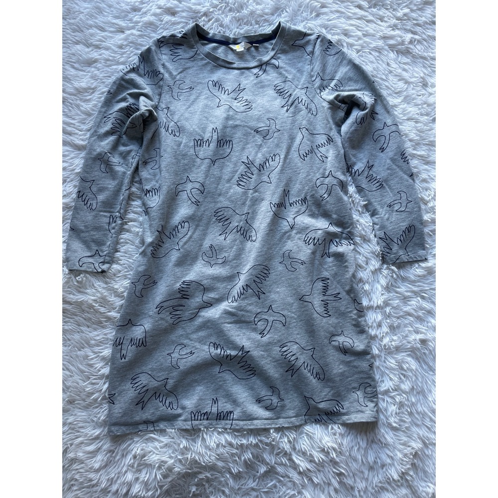 Boden Long Sleeve Gray Marl Flying Bird Sweatshirt Dress